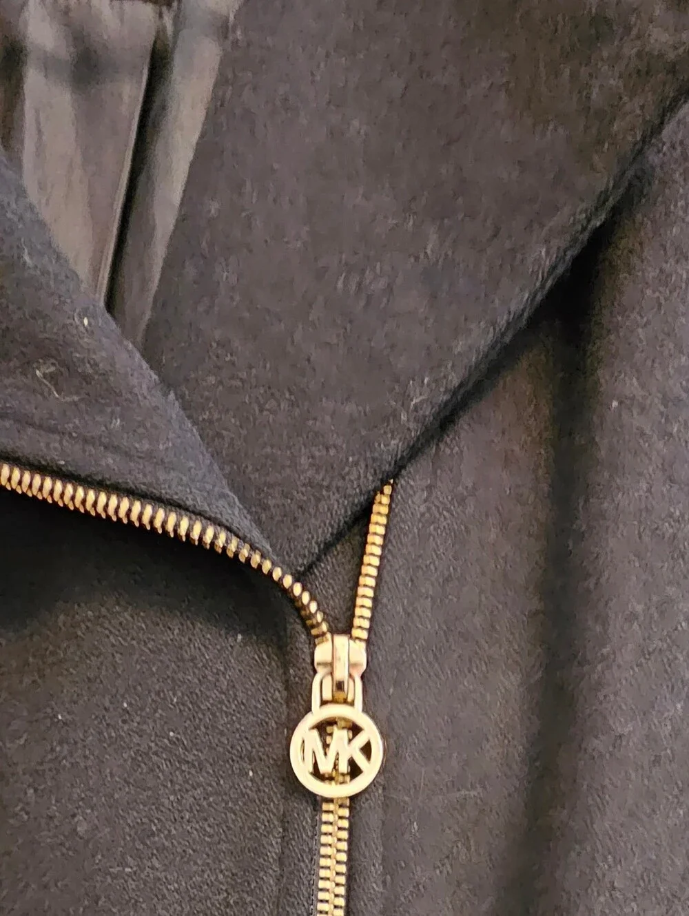 Michael Kors Black Belted Wool-Blend Coat with Gold-Tone Zippers